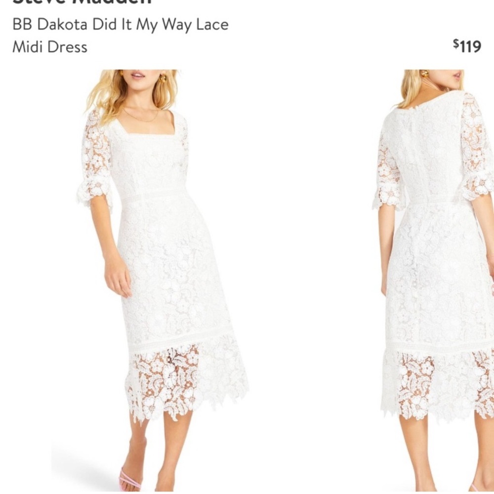 Steve Madden White Flutter Sleeve Midi Dress